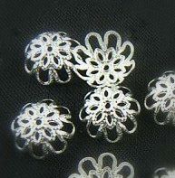 Silver plated filigree bead cap